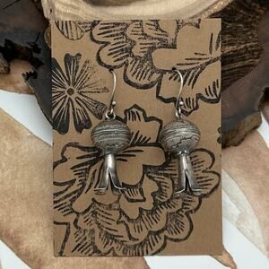 BUFFALO DANCER Taos Silver Mercury Dime Squash Blossom Dangle Earrings